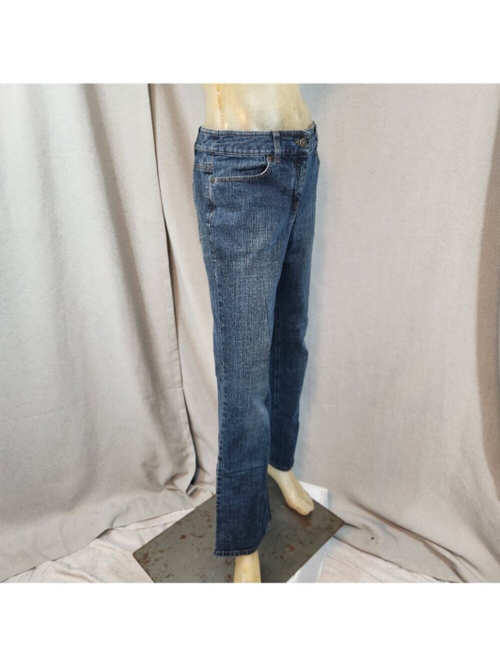 Ann Taylor LOFT Boot Cut Mid Rise Denim Dark Blue Jeans Size 10 LARGE 32 W x 30I - Picture 3 of 8